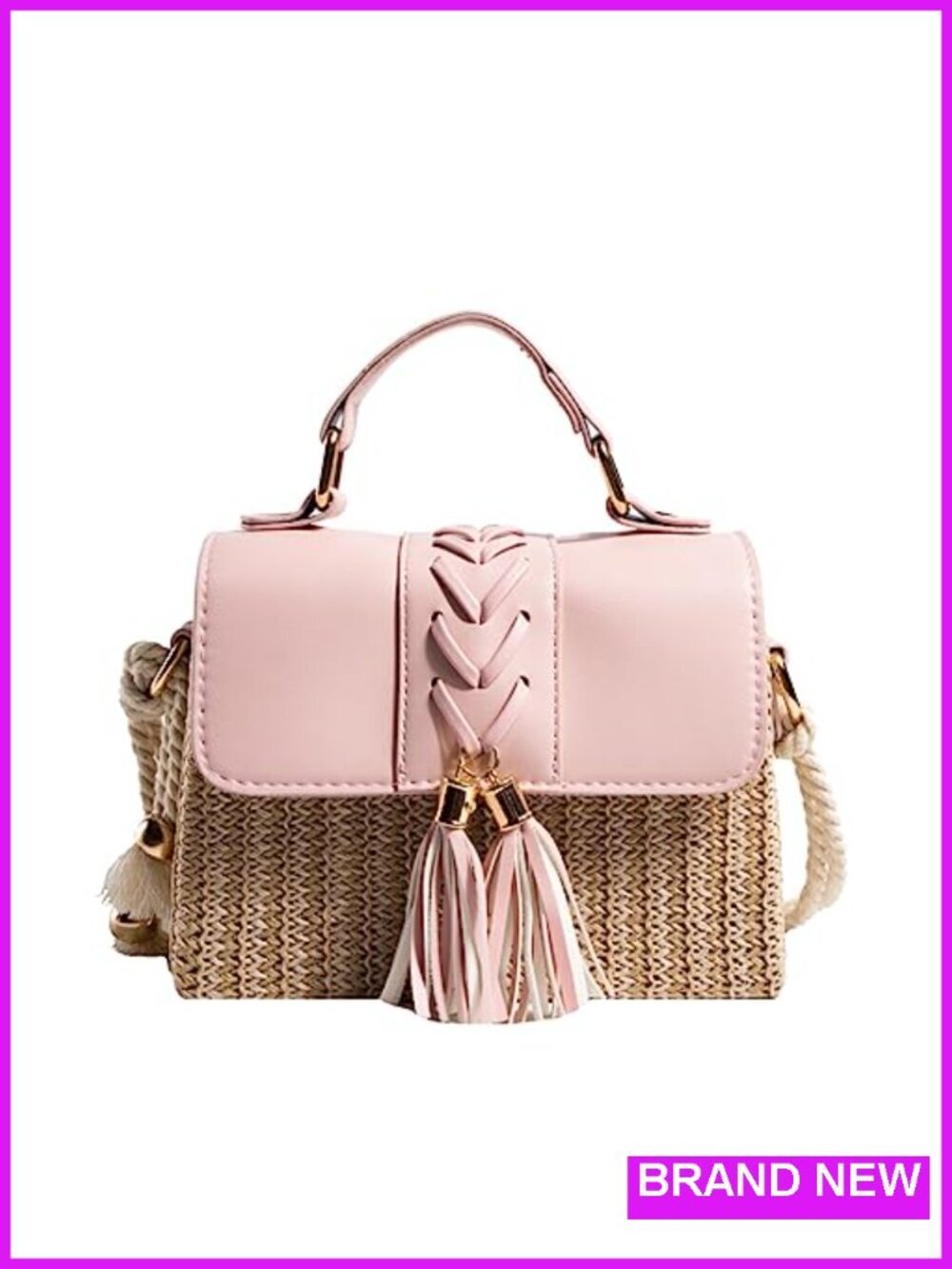 Straw Crossbody Bag Woven Beach Purse Summer Vacation Clutch